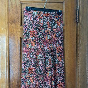 H&M Floral Midi Skirt, High Slit, Size 4/36